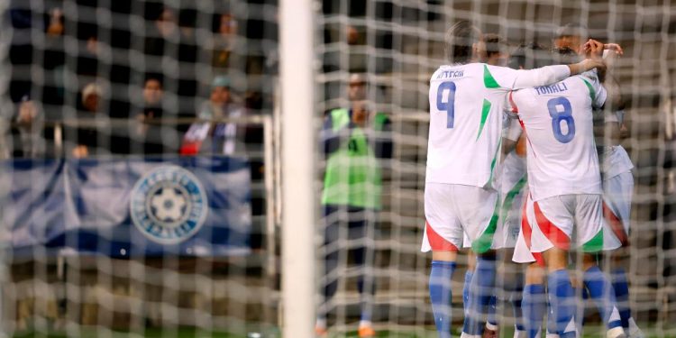 L'esultanza dell'Italia (Foto ANSA)