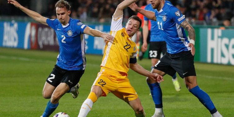 Un momento di Moldavia Estonia nelle qualificazioni Mondiali (Foto ANSA)
