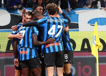 L'esultanza dell'Atalanta (Foto ANSA)
