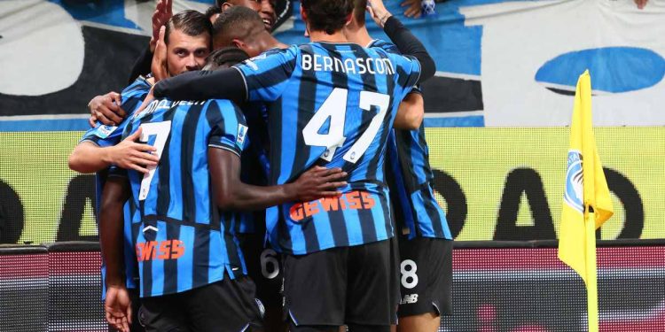 L'esultanza dell'Atalanta (Foto ANSA)