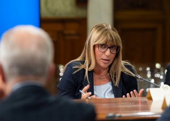 Daniela Fumarola, Segretaria generale della Cisl, in un incontro a palazzo Chigi (Ansa)