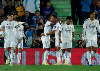 Il Real Madrid festeggia un gol (Foto ANSA)