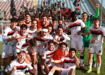 L'esultanza del Foggia (Instagram @calciofoggia1920srl)