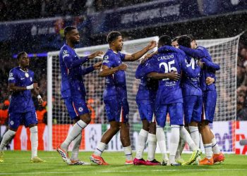 L'esultanza dei giocatori del Chelsea (Foto Ansa)