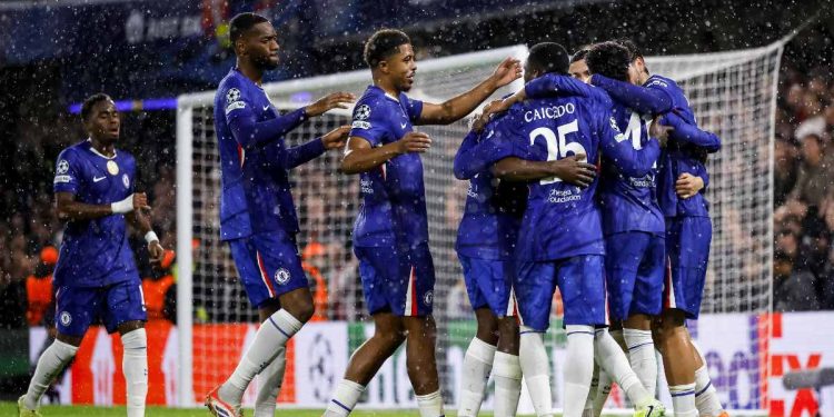 L'esultanza dei giocatori del Chelsea (Foto Ansa)