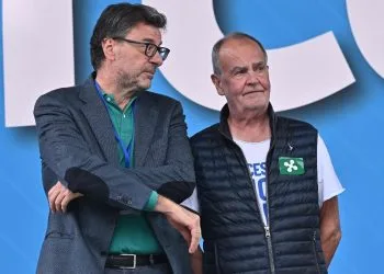 Giorgetti e Calderoli a Pontida