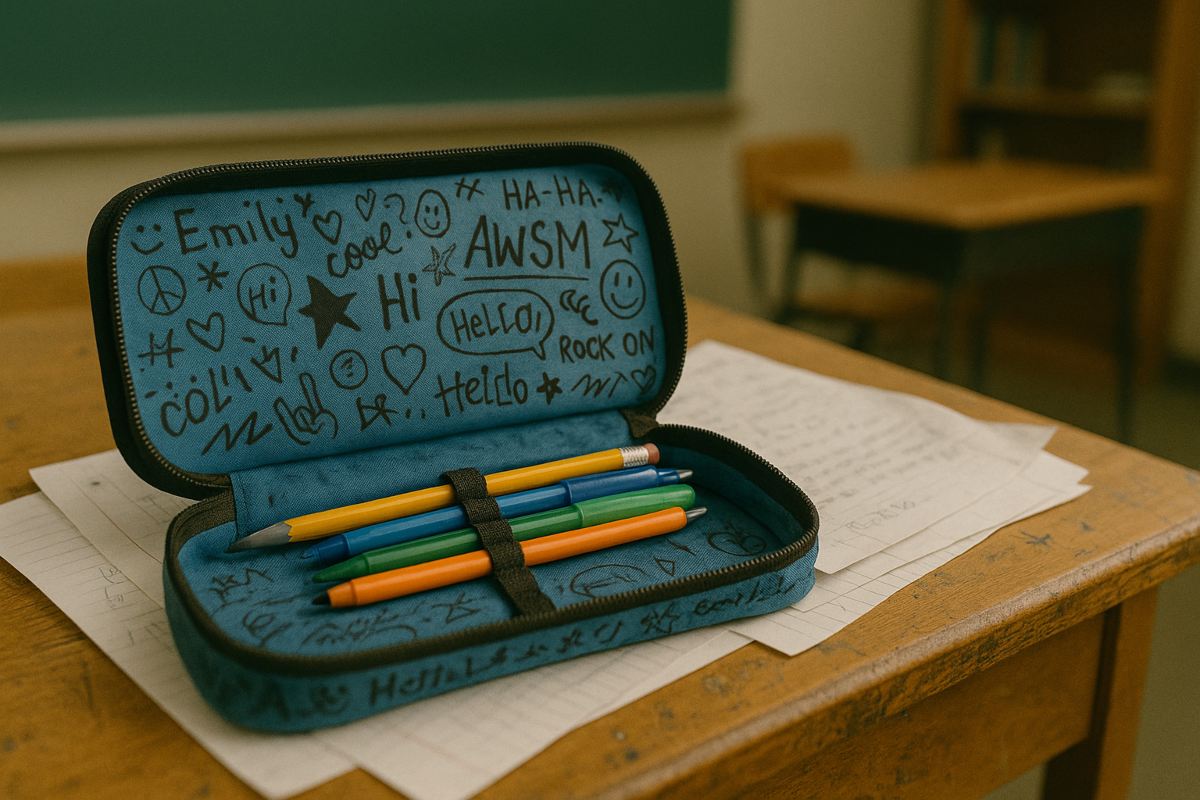 Un astuccio pieno di scritte (Foto: CHATGPT)