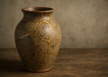 Un vaso riparato con la tecnica del Kintsugi (Foto: CHATGPT)