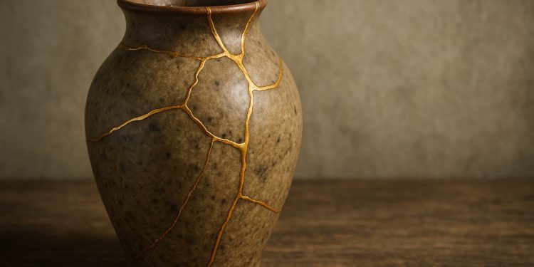 Un vaso riparato con la tecnica del Kintsugi (Foto: CHATGPT)