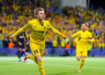 L'esultanza di Hauge dopo un gol in Champions League col Bodo/Glimt (Foto Ansa)