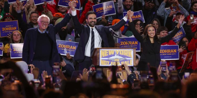 Mamdani, Sanders e Ocasio