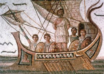 Ulisse e le sirene, mosaico del III secolo (particolare