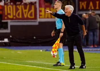 Mister Gasperini offre indicazioni alla Roma in Europa League (Foto Ansa)