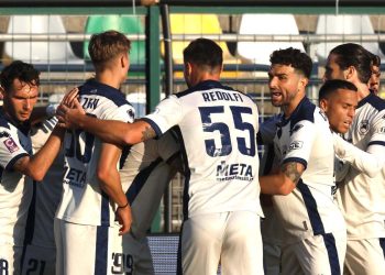 L'esultanza dei giocatori del Cittadella in trasferta (ascittadella.it)