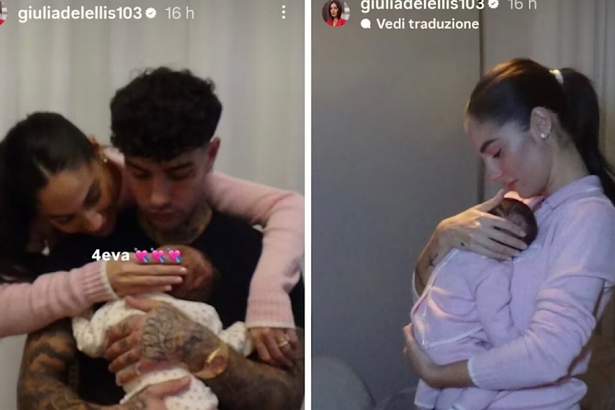 Giulia De Lelli e Tony Effe genitori collage 