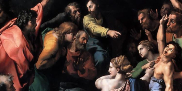 Raffaello Sanzio, "Trasfigurazione" (1518-20, particolare)