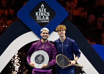 Carlos Alcaraz e Jannik Sinner al Six Kings Slam (Foto ANSA)