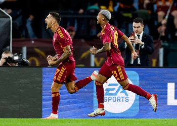 Lorenzo Pellegrini in gol con la Roma (Foto ANSA)