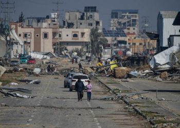 Salah al Din Road, Striscia di Gaza, febbraio 2024 (Ansa)