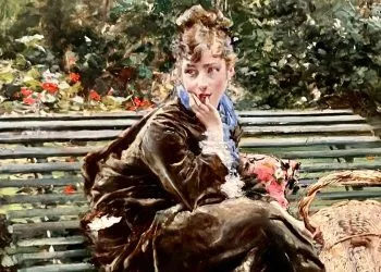Giovanni Boldini, "Sulla panchina al Bois" (1872, particolare)