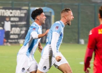 L'esultanza della Giana Erminio (Facebook Lega Pro)