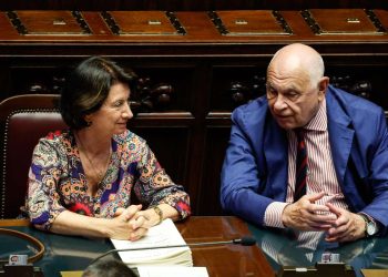 Il ministro per le Pari opportunità Eugenia Roccella e il ministro della Giustizia Carlo Nordio alla Camera, Roma 18 Luglio 2023. ANSA/GIUSEPPE LAMI