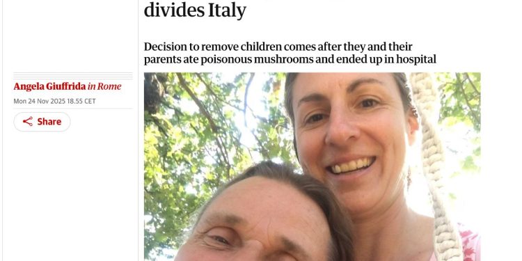 Catherine Birmingham e Nathan Trevallion, moglie e marito della "famiglia nel bosco", ritratti dal Guardian (foto Gardian)