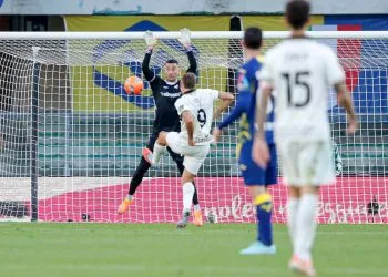 Mateo Pellegrino a segno in Verona Parma (Foto ANSA)