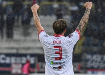 L'esultanza di Mattia Rigo col Carpi (Facebook Lega Pro)