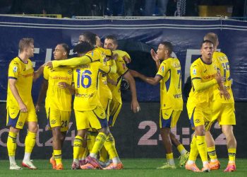 L'esultanza dell'Hellas Verona (Foto Ansa)