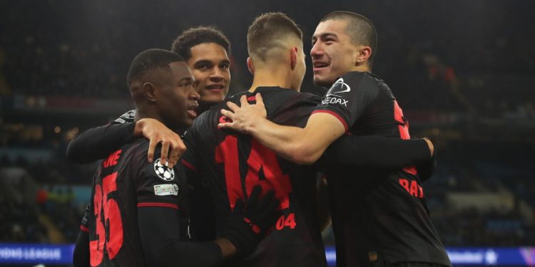 L'esultanza del Bayer Leverkusen (Foto ANSA)